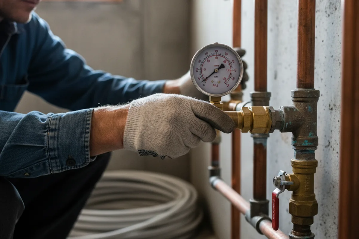 Pressure testing a repaired line during Water Line Repair in North Bay